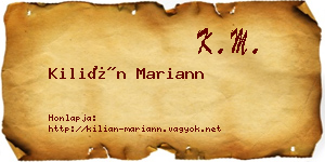 Kilián Mariann névjegykártya