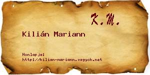 Kilián Mariann névjegykártya